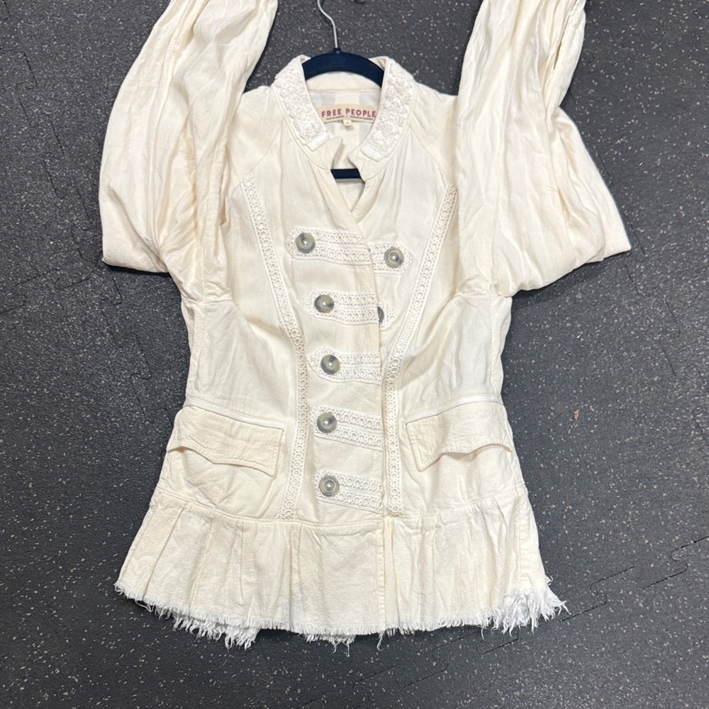 Free People White Military-Style Buttoned Jacket - Picture 8 of 11